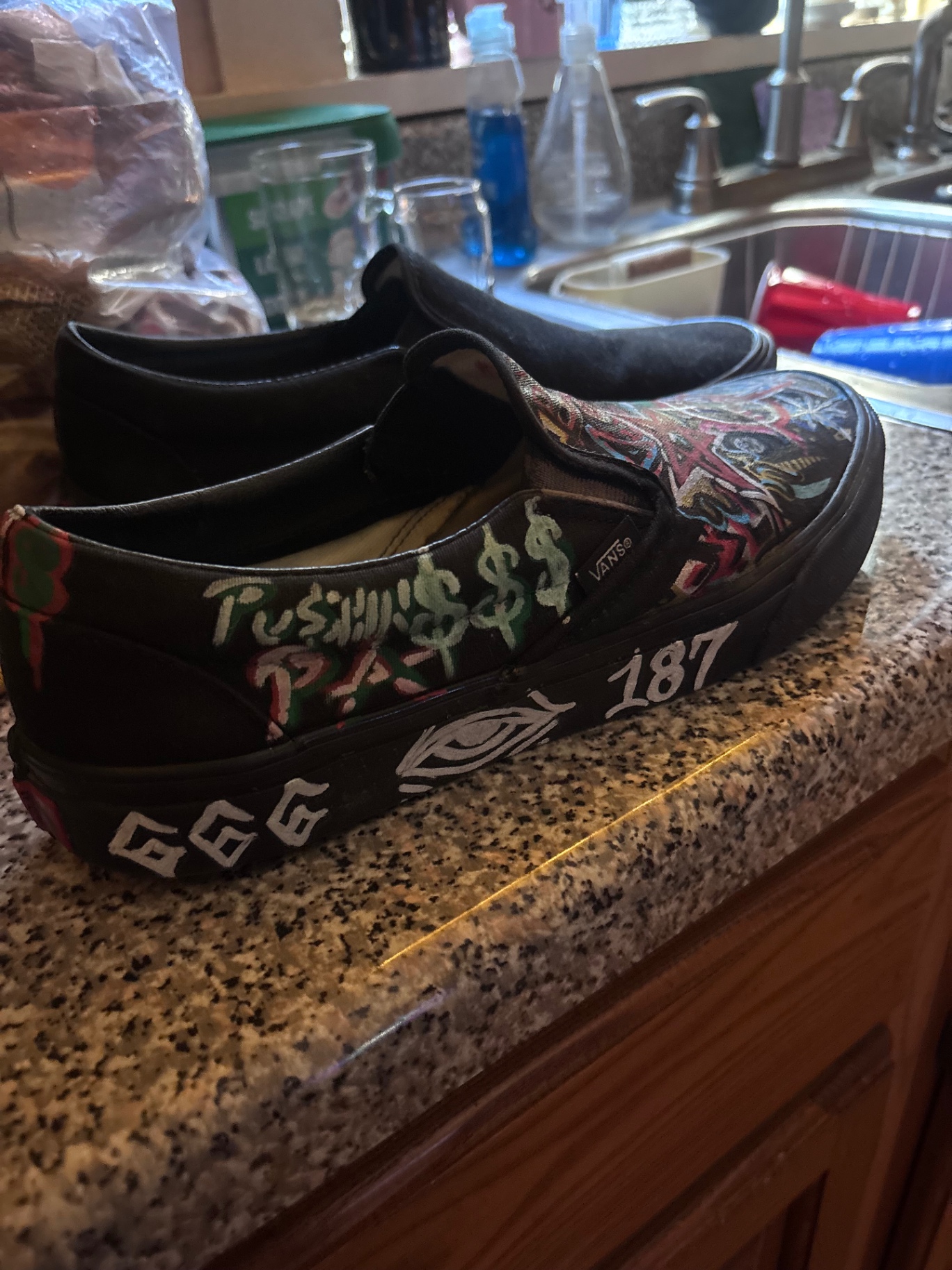 PUSHIN' PA$$ VANS — Hand-painted Vans · rare wear